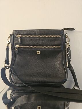 Lodis Black Leather Crossbody Bag with Gold Hardware